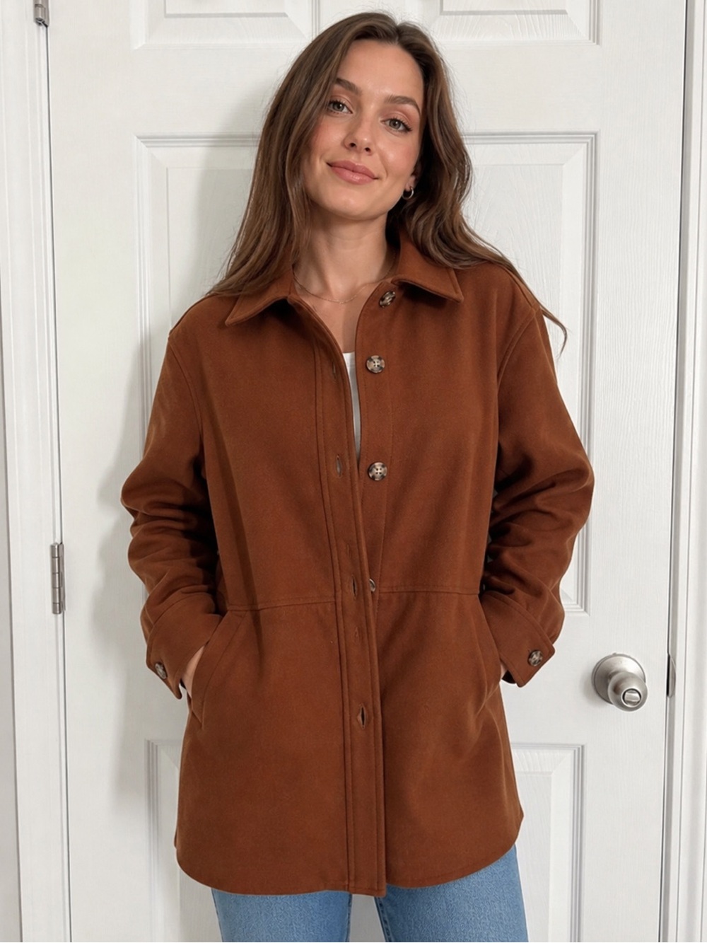Babaton Rust Brown Wool-Blend Coat